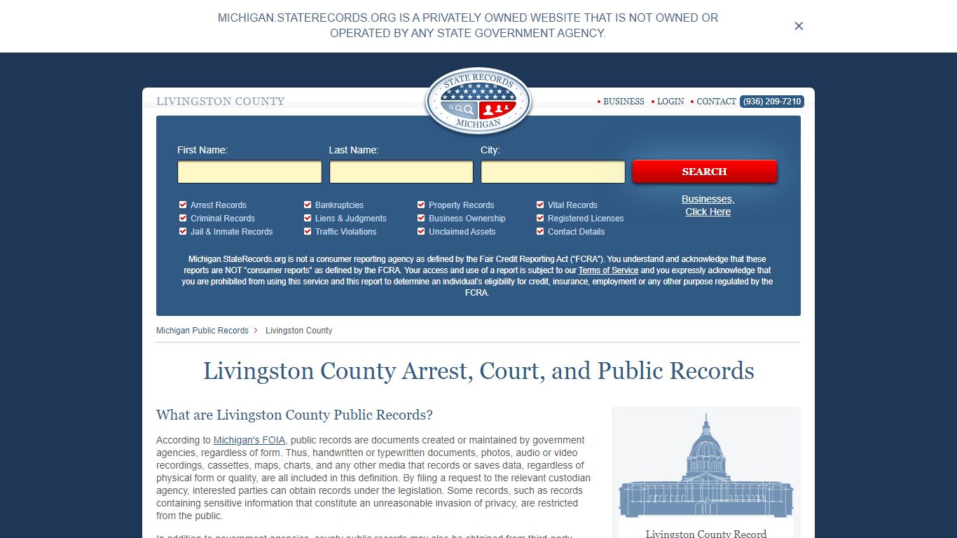 Livingston County Arrest, Court, and Public Records