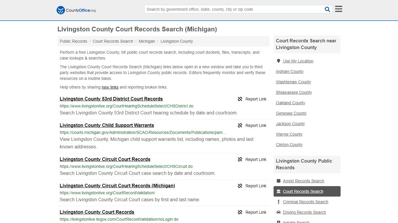 Livingston County Court Records Search (Michigan) - County Office